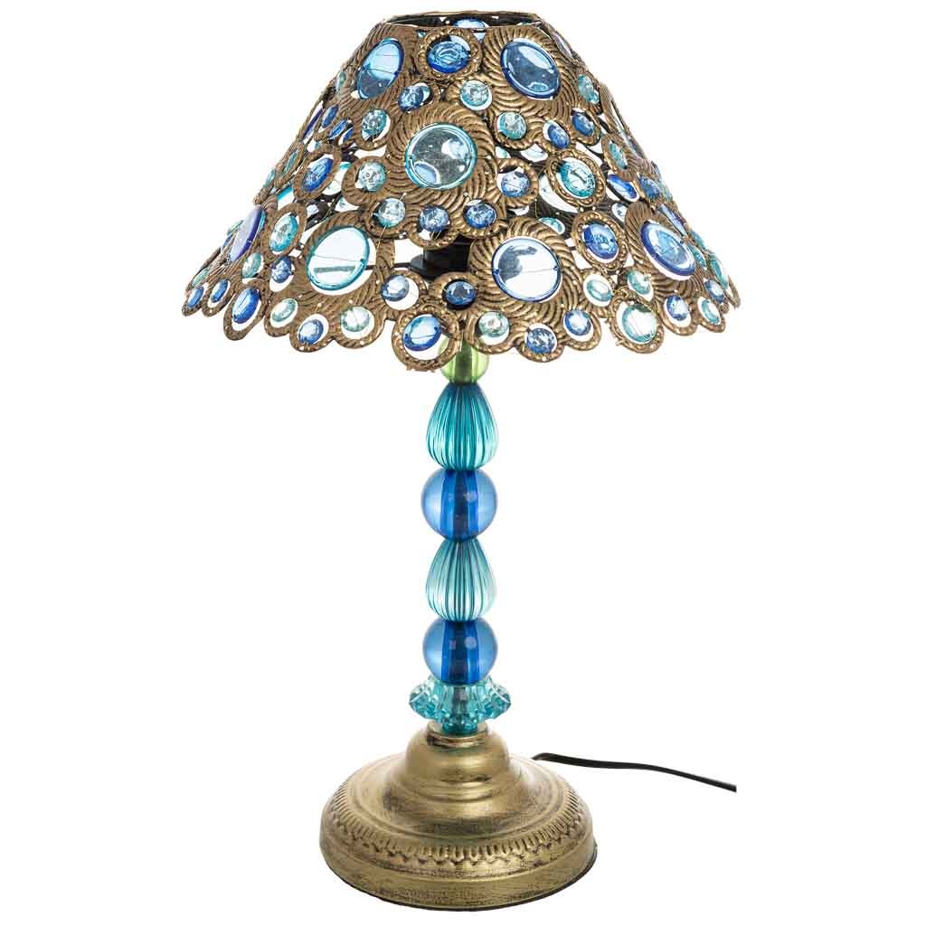 Wonderlust Deco - Lámpara de metal azul y cristal acrilico de colores 30x47.5h cm Azul 30x47.5h cm