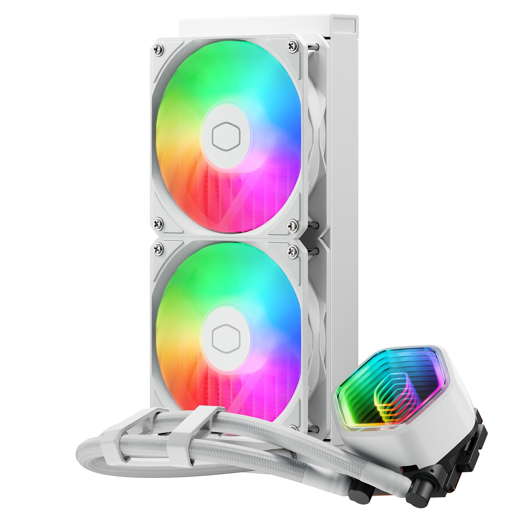 Cooler Master MasterLiquid 240 Core II Refrigeración Líquida - Sistema AIO 240 mm (TDP Máx 260W), Bomba Doble Cámara GR9, Ventiladores ARGB Gen 2 Mejorados, Kits AMD e Intel de Montaje Rápido, Blanco