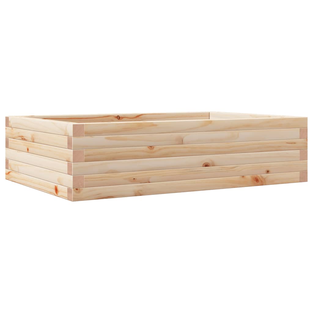 vidaXL Jardinera de madera maciza de pino 90x60x23 cm Color Pino natural,  Blanco,  Marrón cera y mas