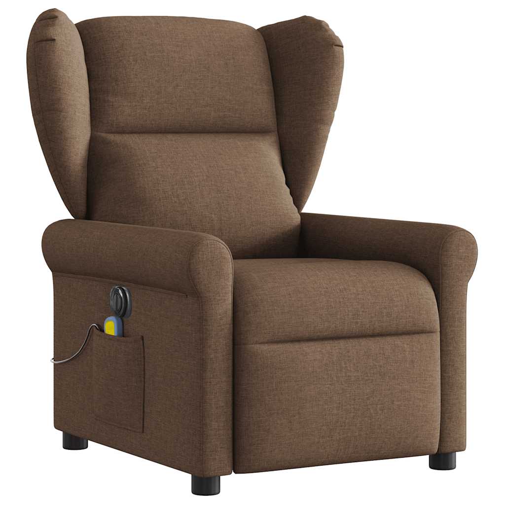 vidaXL Sillón reclinable de masaje eléctrico tela marrón
