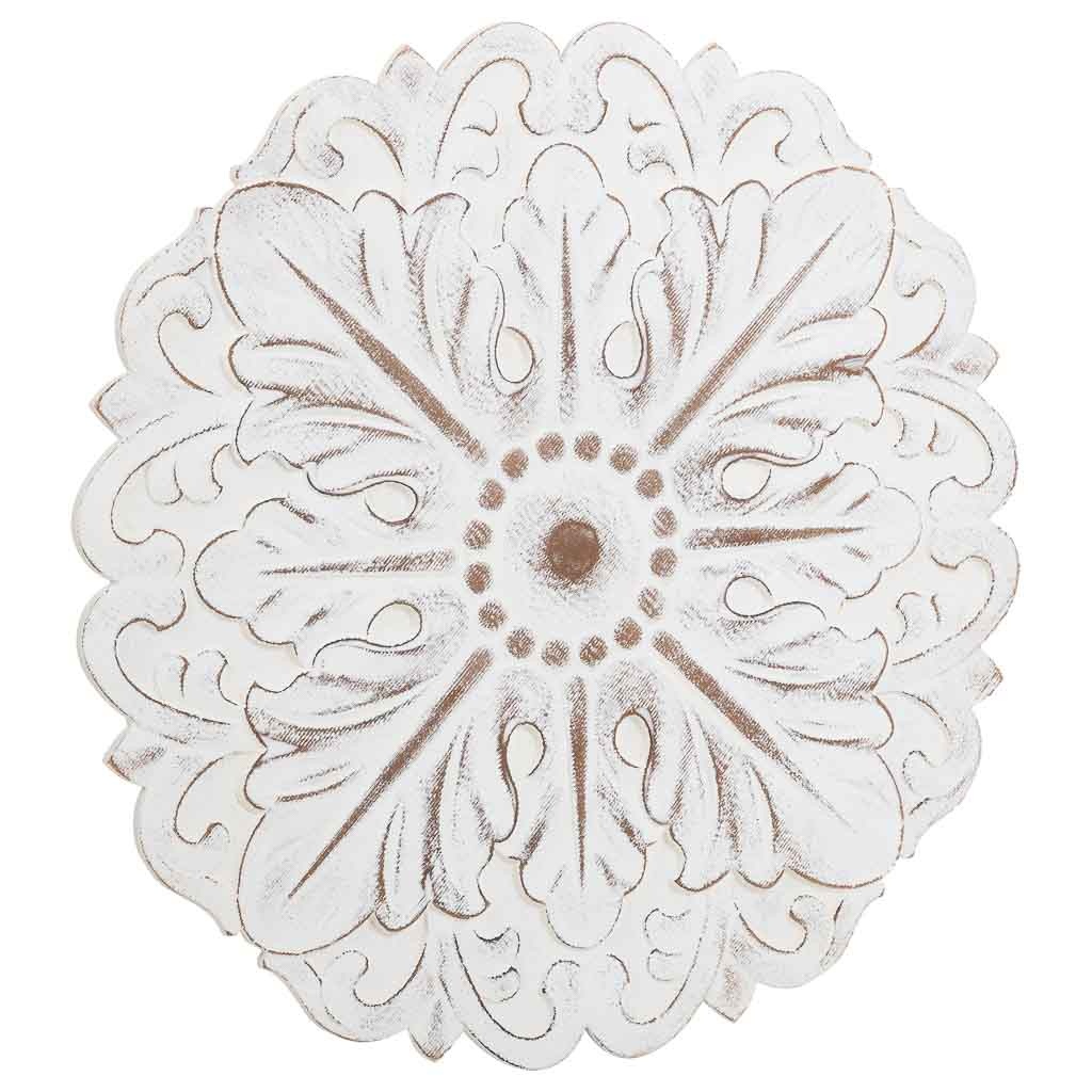 WANDERLUST DECO Panel decorativo de madera tallada blanca 60x3x60h cm de estilo Romántico