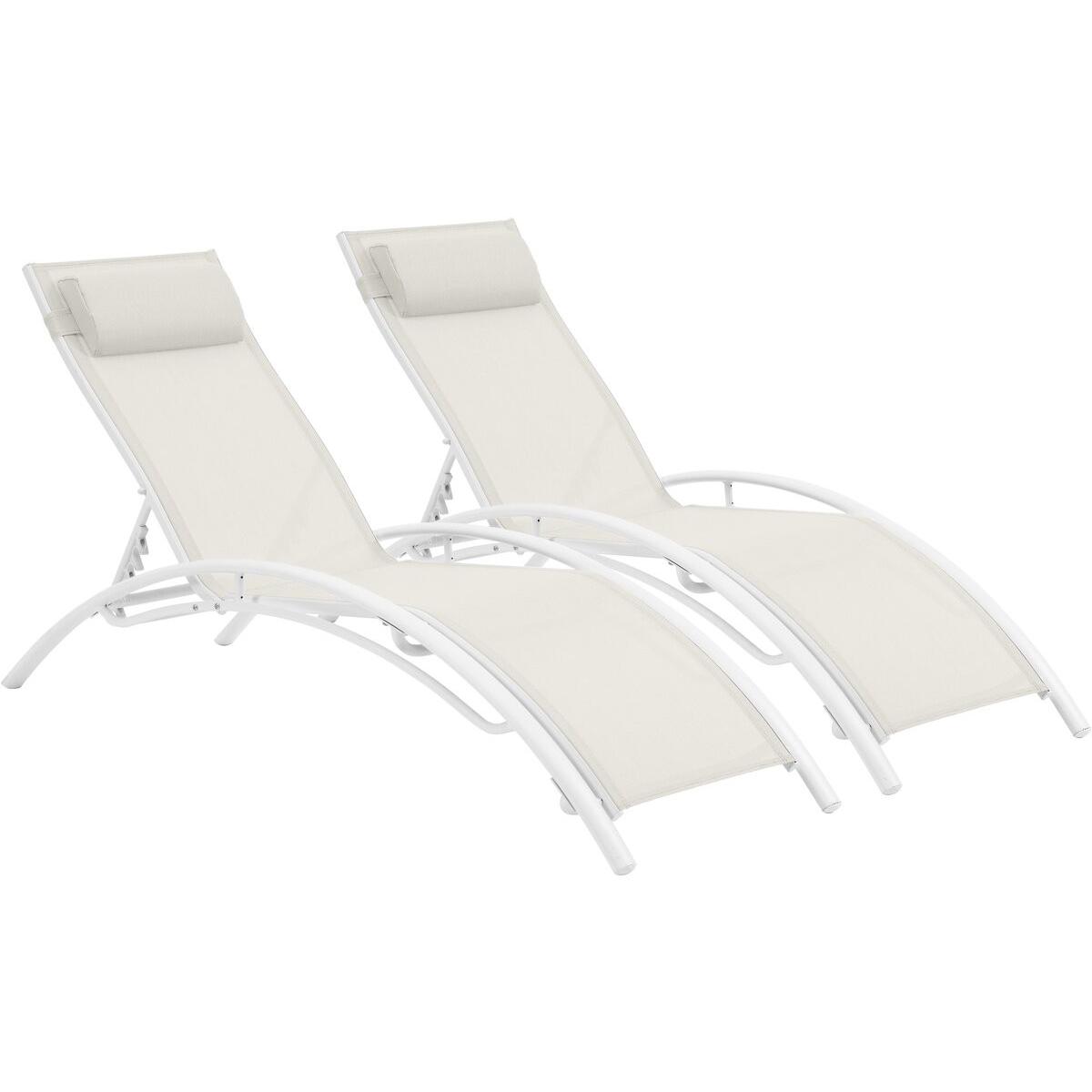 Habitat y Jardin - Conjunto de dos tumbonas de aluminio Beauty - "Phoenix" - Crudo