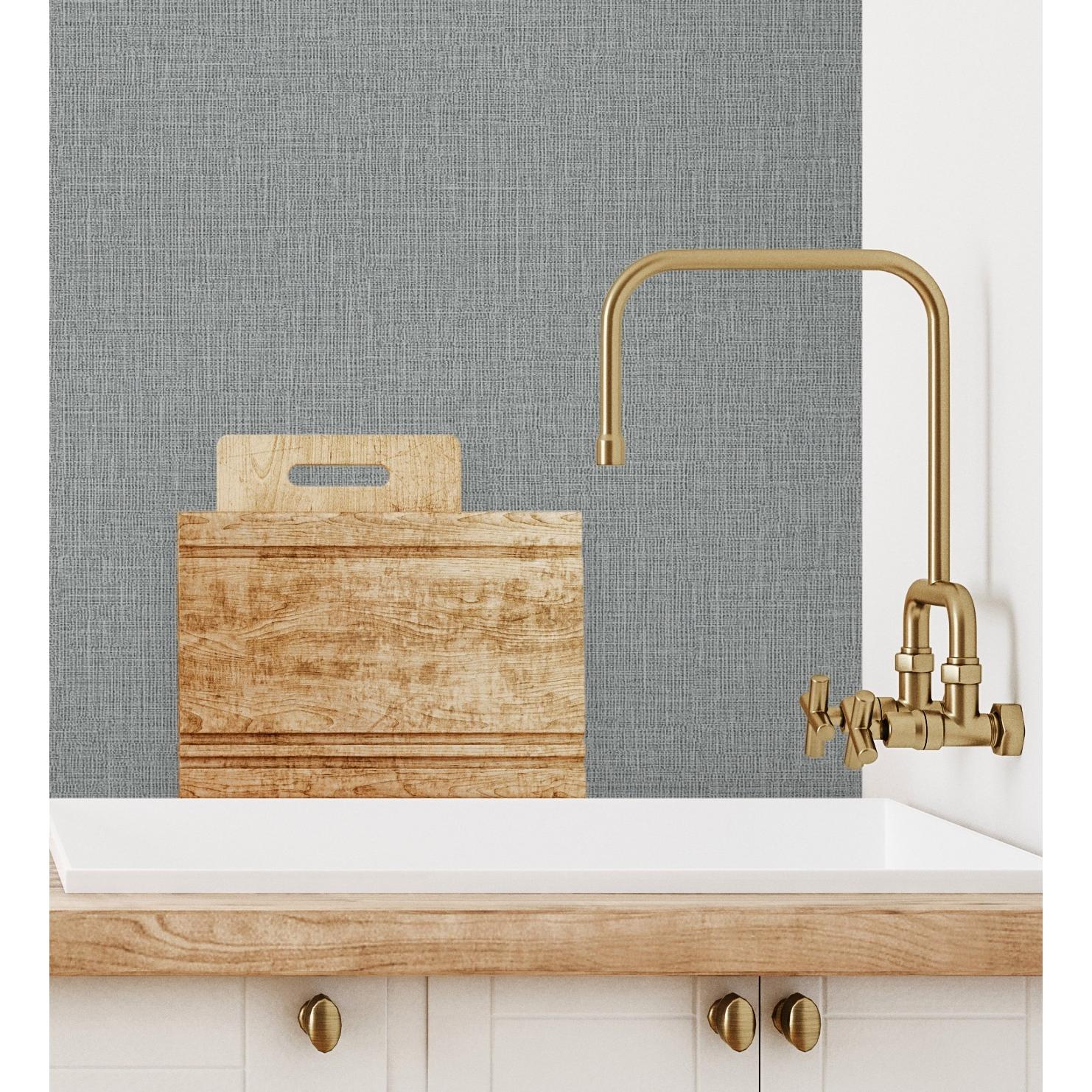 Papel pintado vinílico lavable efecto tela de lino con textura en relieve - Vernon 681009 de GAULAN - Rollo de 10 m x 1,06 m