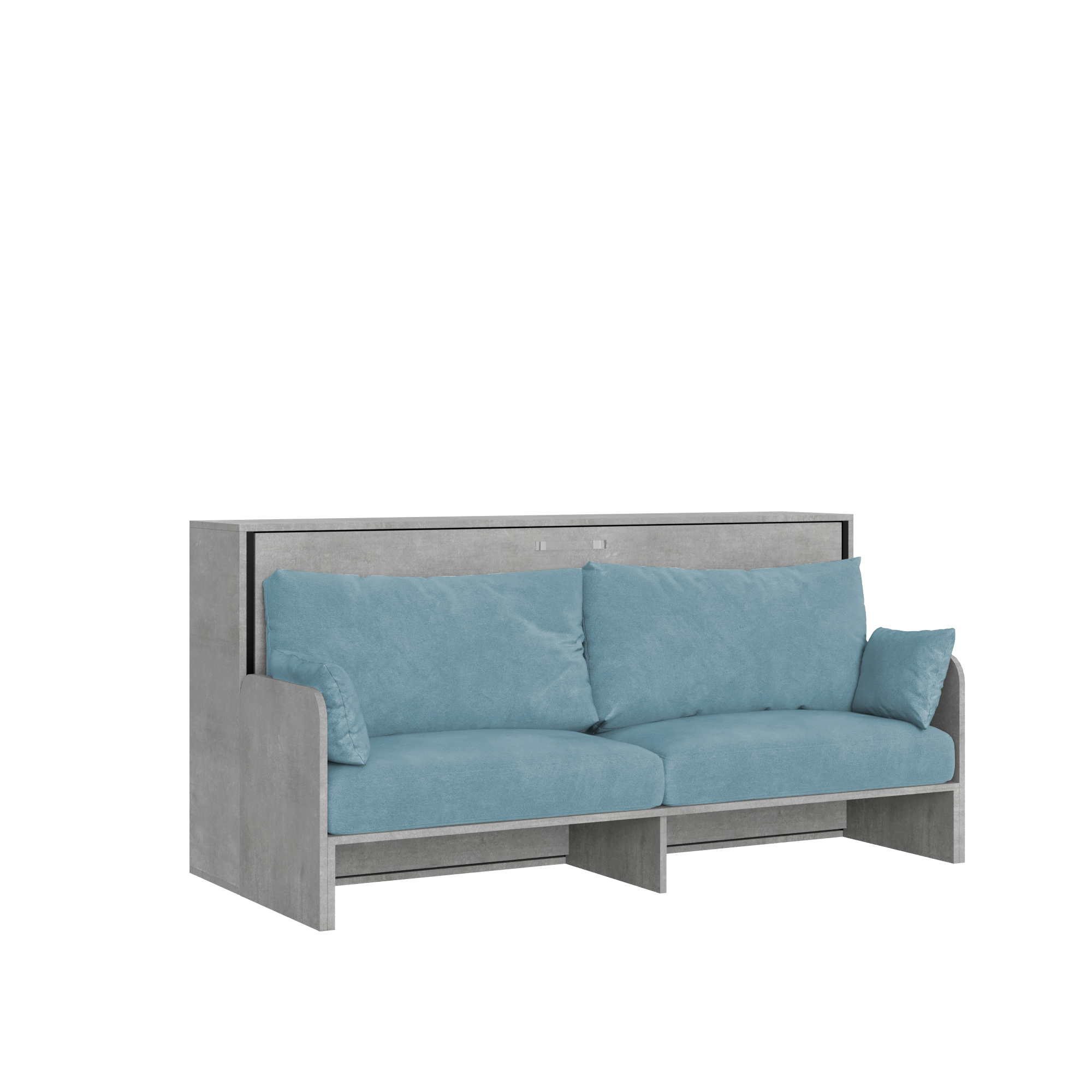 Cama individual abatible Kando con sofá y colchón de cemento, color azul - Itamoby