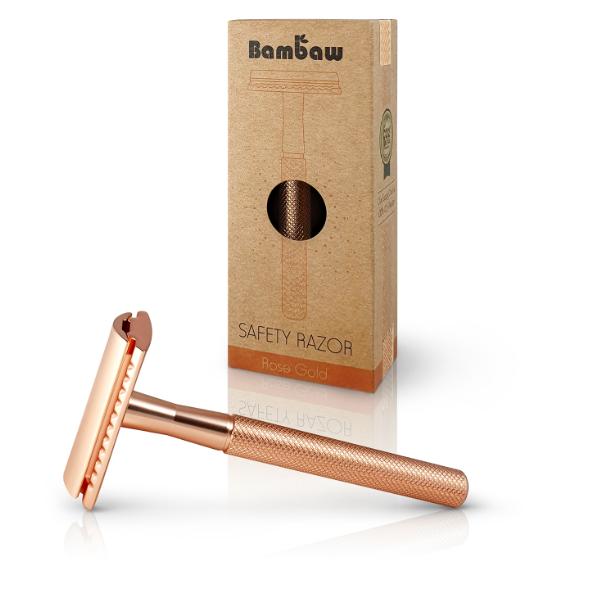 Maquinilla de afeitar inox oro rosa 1 unidad  Bambaw