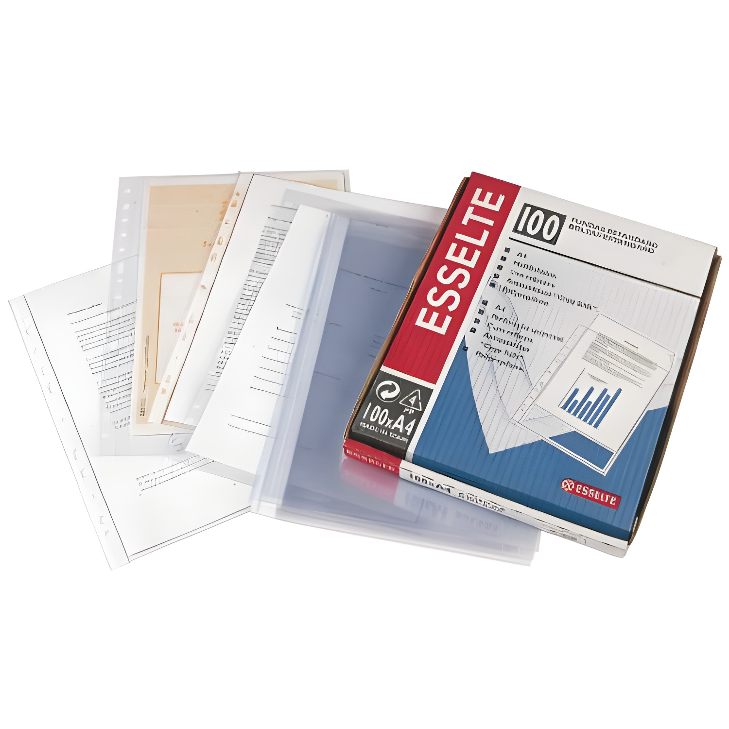 Caja 100 fundas polipropileno multitaladro formato folio 80 micras 16 taladros transparente esselte 46134