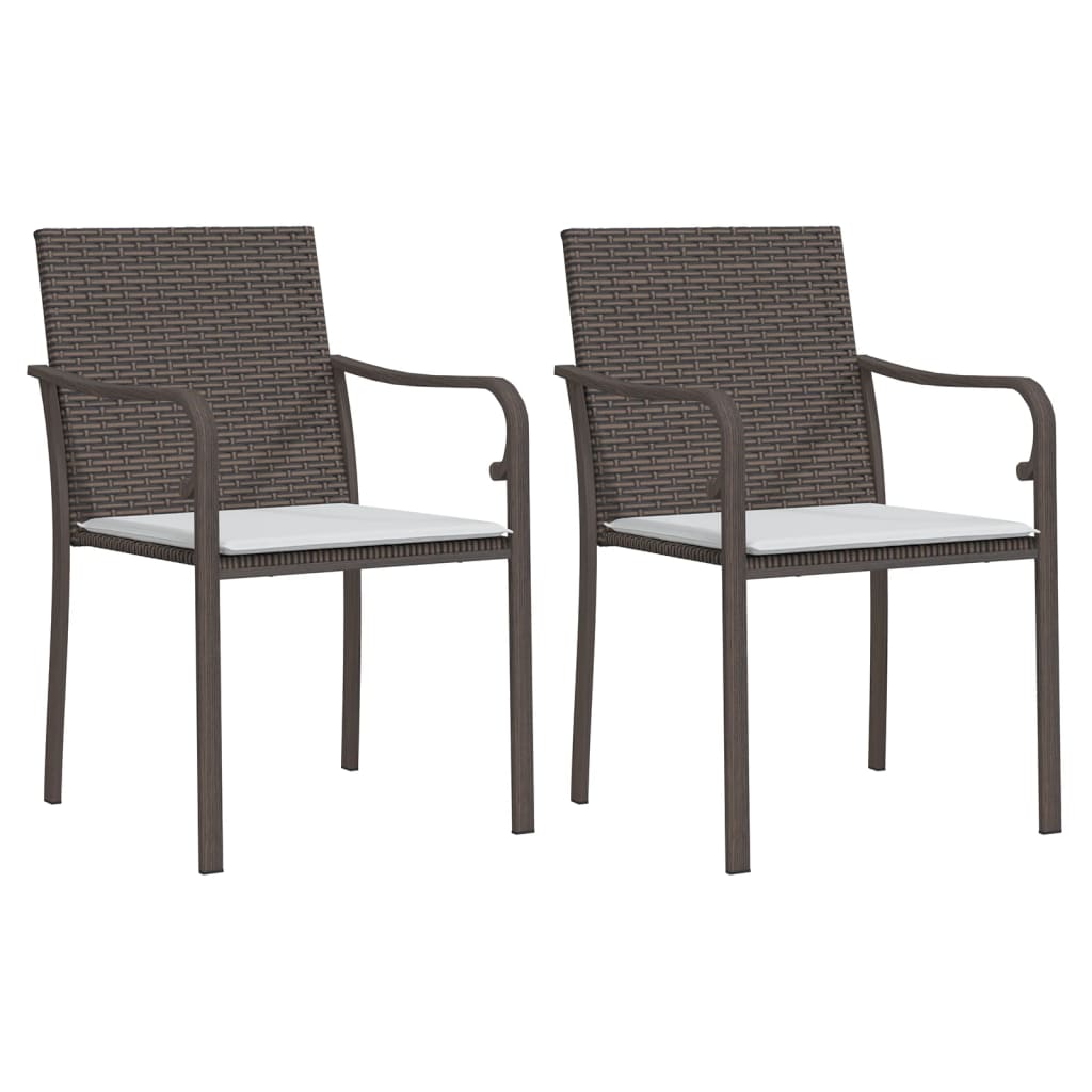 vidaXL Sillas jardín y cojines 2 uds ratán sintético marrón 56x59x84cm