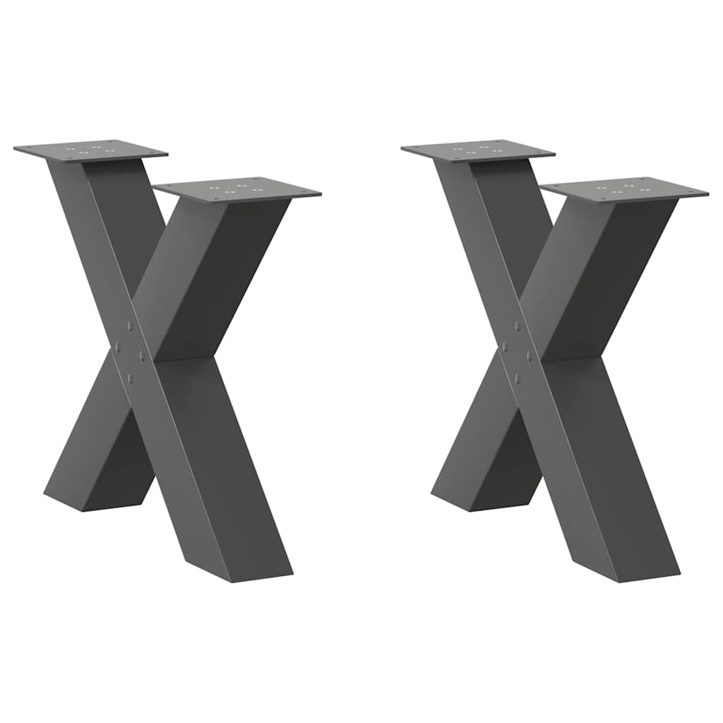 vidaXL Patas para mesa de centro en forma de X (2 unidades) 60 x (42-43) cm, acero