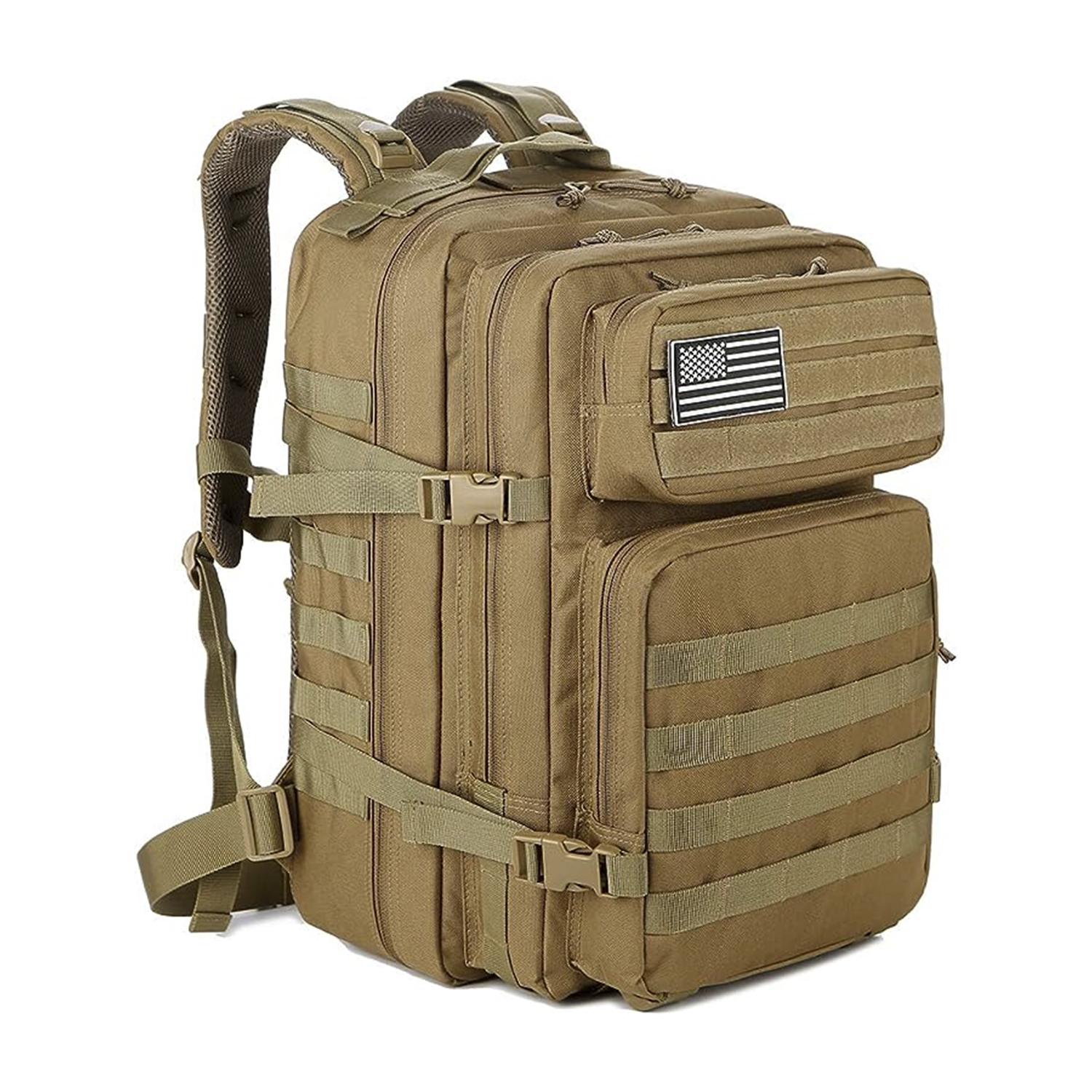 DAM Mochila táctica militar de 45 Litros con sistema Molle de gran capacidad e impermeable. Perfecta para emergencias, días de caza, senderismo y acampadas. 33x29x45 Cm.