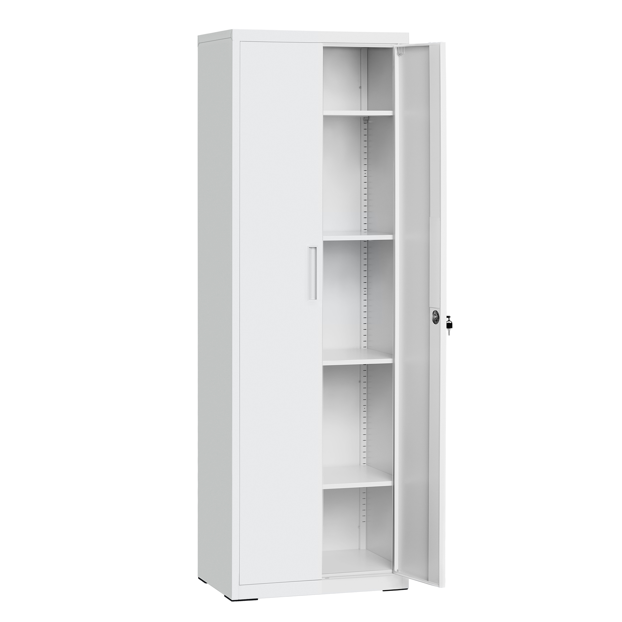 SONGMICS Armario de Almacenamiento de Acero, Armario Multiuso, con 5 Baldas, Puertas Dobles, Cerradura, Armaio de Herramientas, Baldas Ajustables, para Garaje, Estudio, Gris/Negro Mate/Blanco Mate