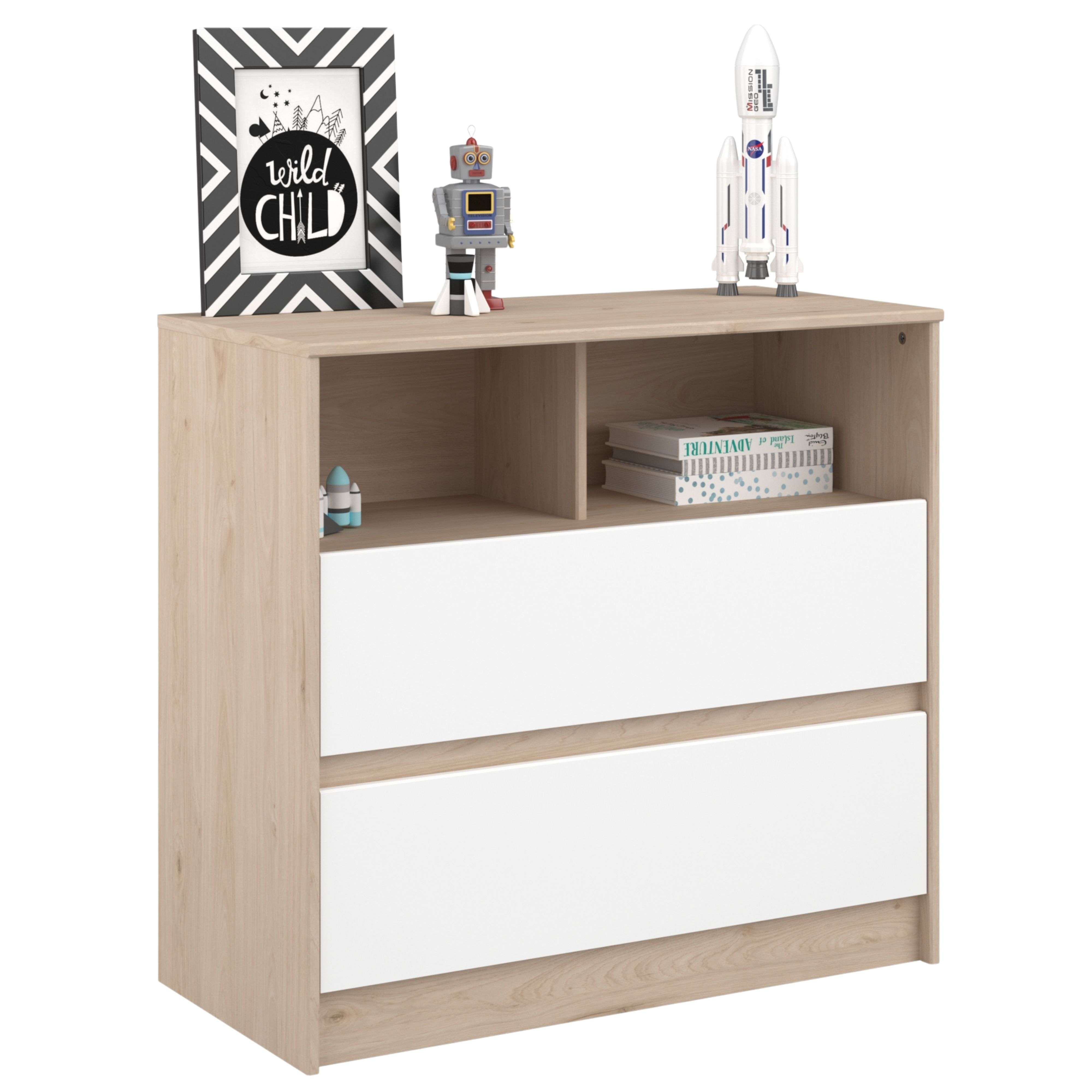 Miroytengo Cómoda Child color Roble Jackson y Blanco Mate Cómoda Cambiador Infantil Estilo nórdico