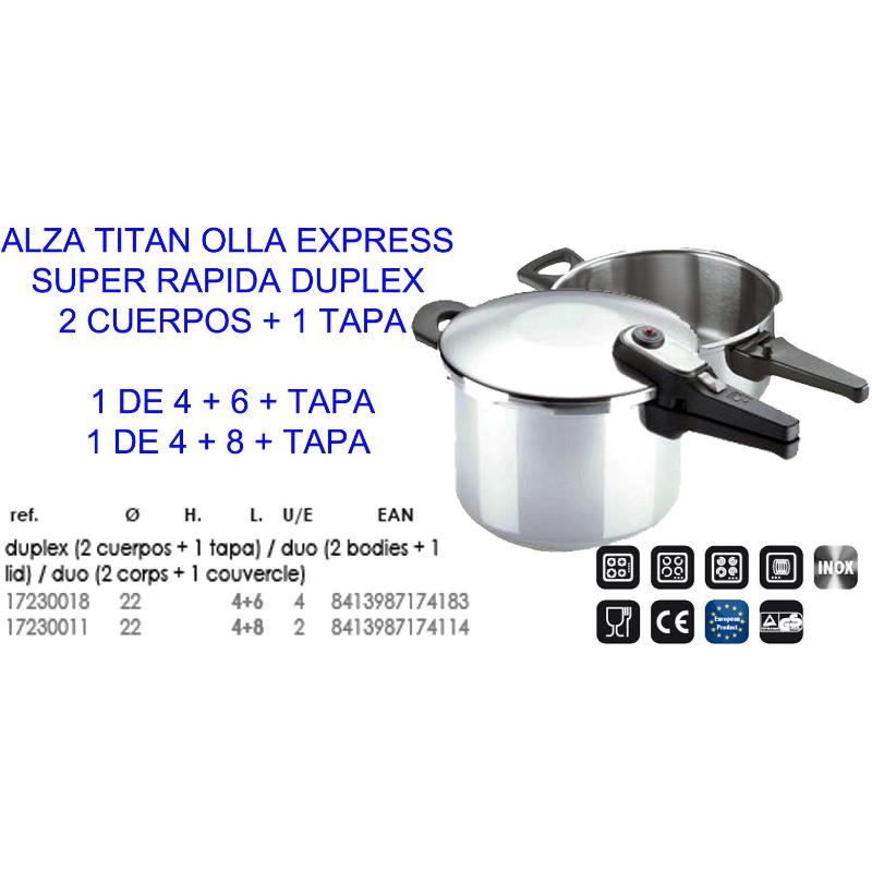 Alza titan olla expres super rapida (duplex 4+8+tapa) 17230011