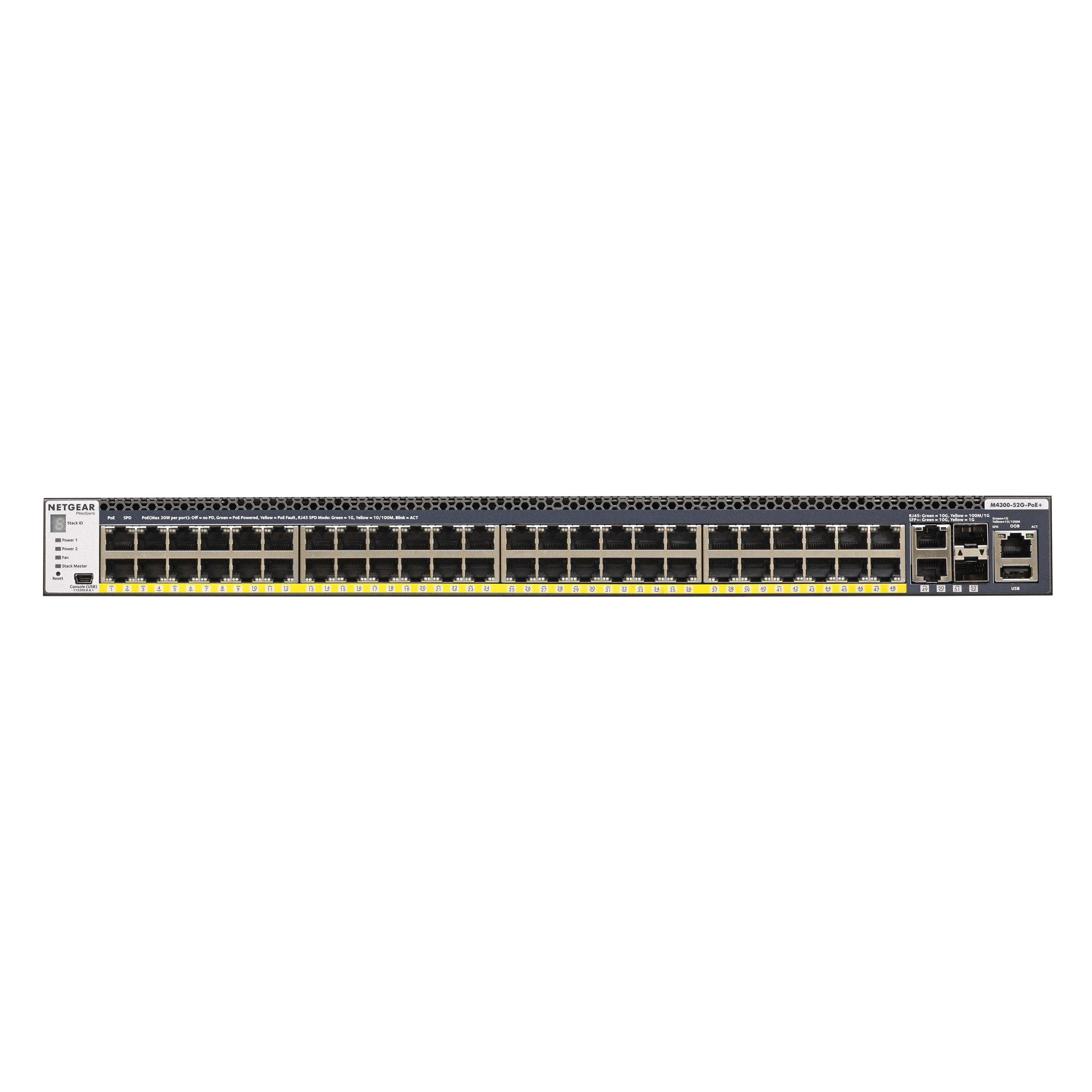 Netgear M4300-52G-PoE+ 550W PSU 50 puertos RJ-45 Negro GSM4352PA-100NES
