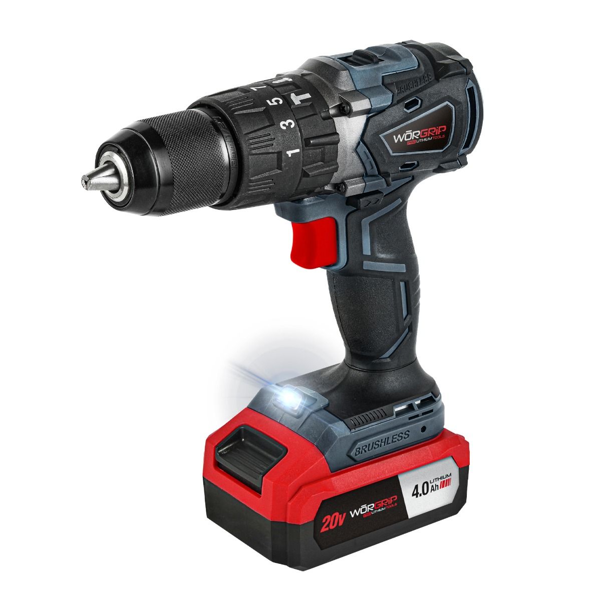 Taladro Percutor Brushless WORGRIP 20V – 1 Batería 4.0Ah