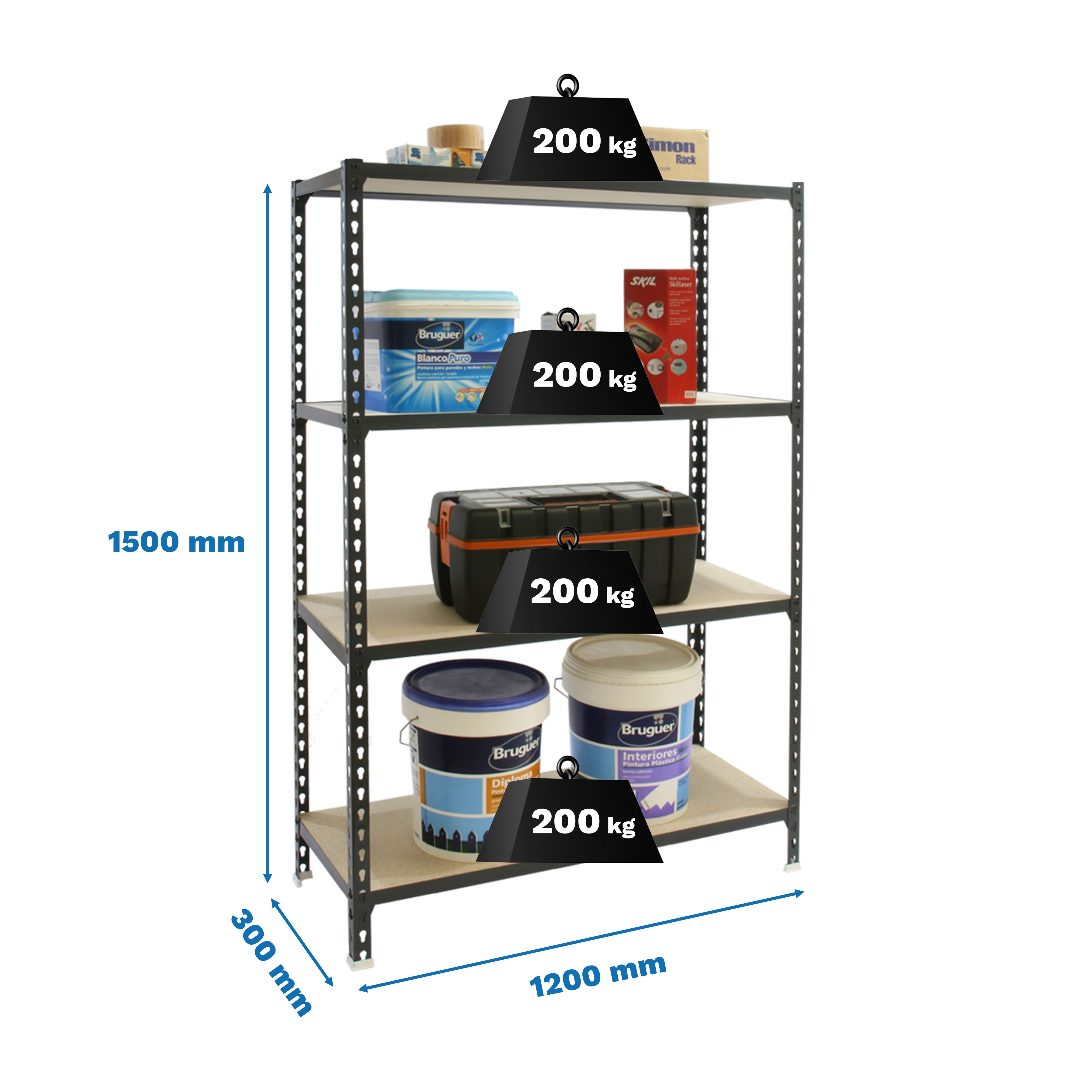 Estantería SIMONRACK SIMONRACK SimonrackMaderclick megaplus 4/300 1500 antracita/mad