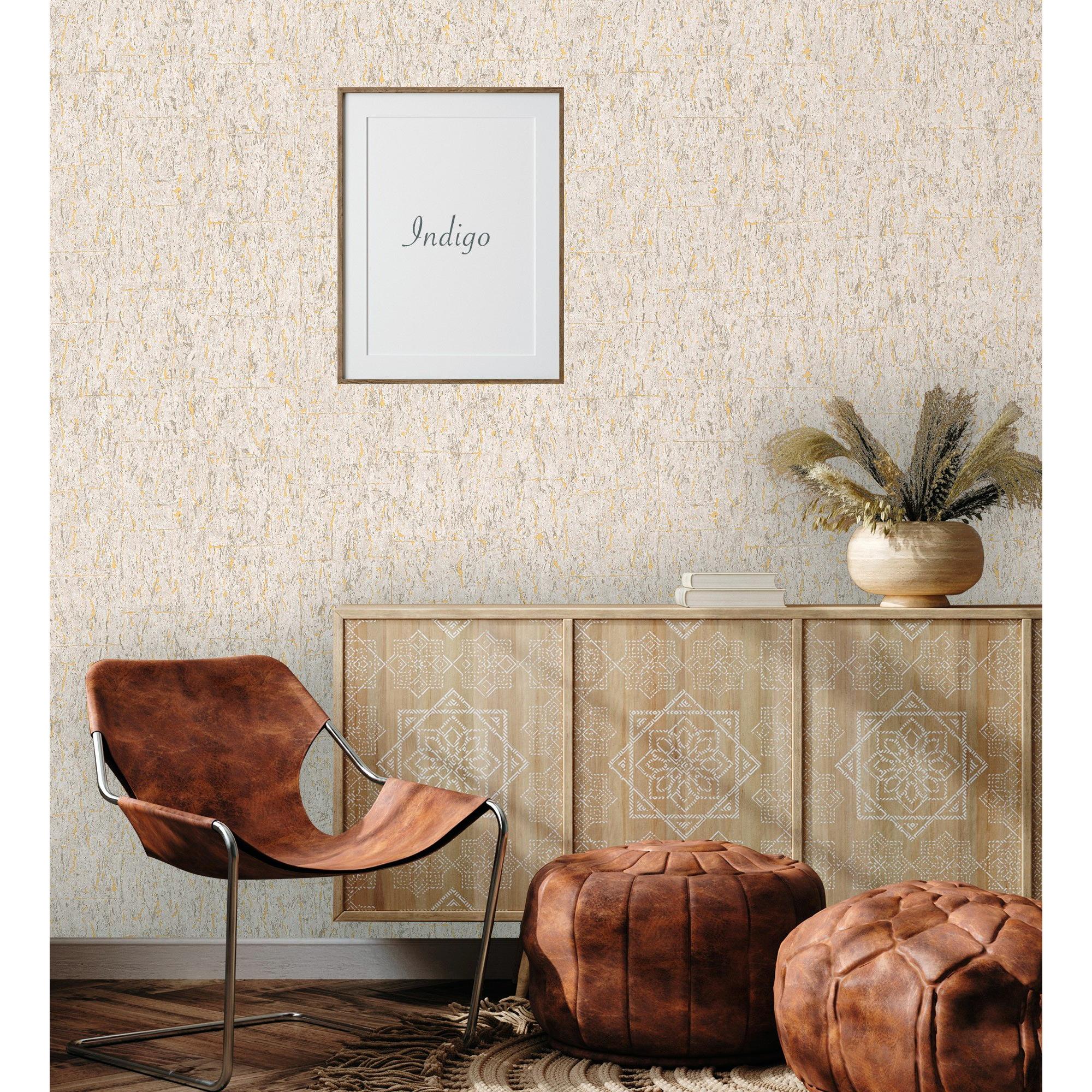 Papel pintado vinílico lavable texturizado con inserciones en relieve color metalizado - Murat 676302 de GAULAN - Rollo de 10 m x 1,06 m