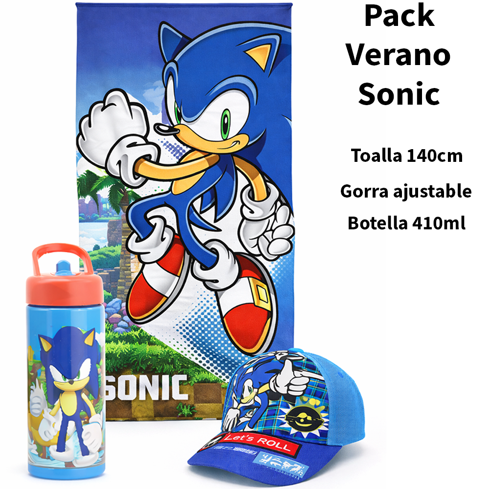 Pack Playa Niño 3 en 1 Toalla Microfibra 140x70 Secado Rápido + Gorra Ajustable + Botella 410ml Set Verano Infantil Piscina Playa Regalo Niños Pokémon Minecraft Stitch Frozen Bluey Dragon Ball Sonic