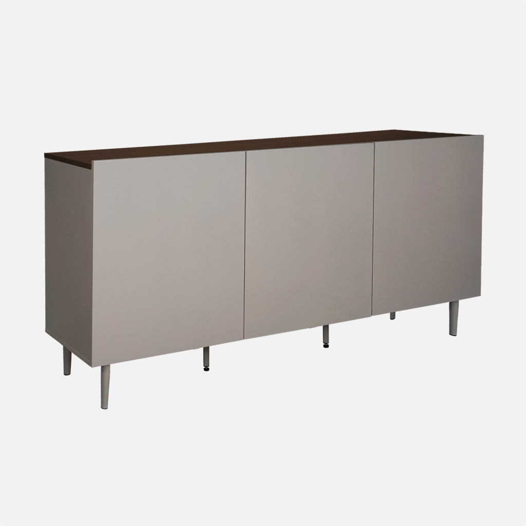 sweeek - Aparador de metal y decoración de madera 3 puertas, 150cm , Ashton , 150x40x75
