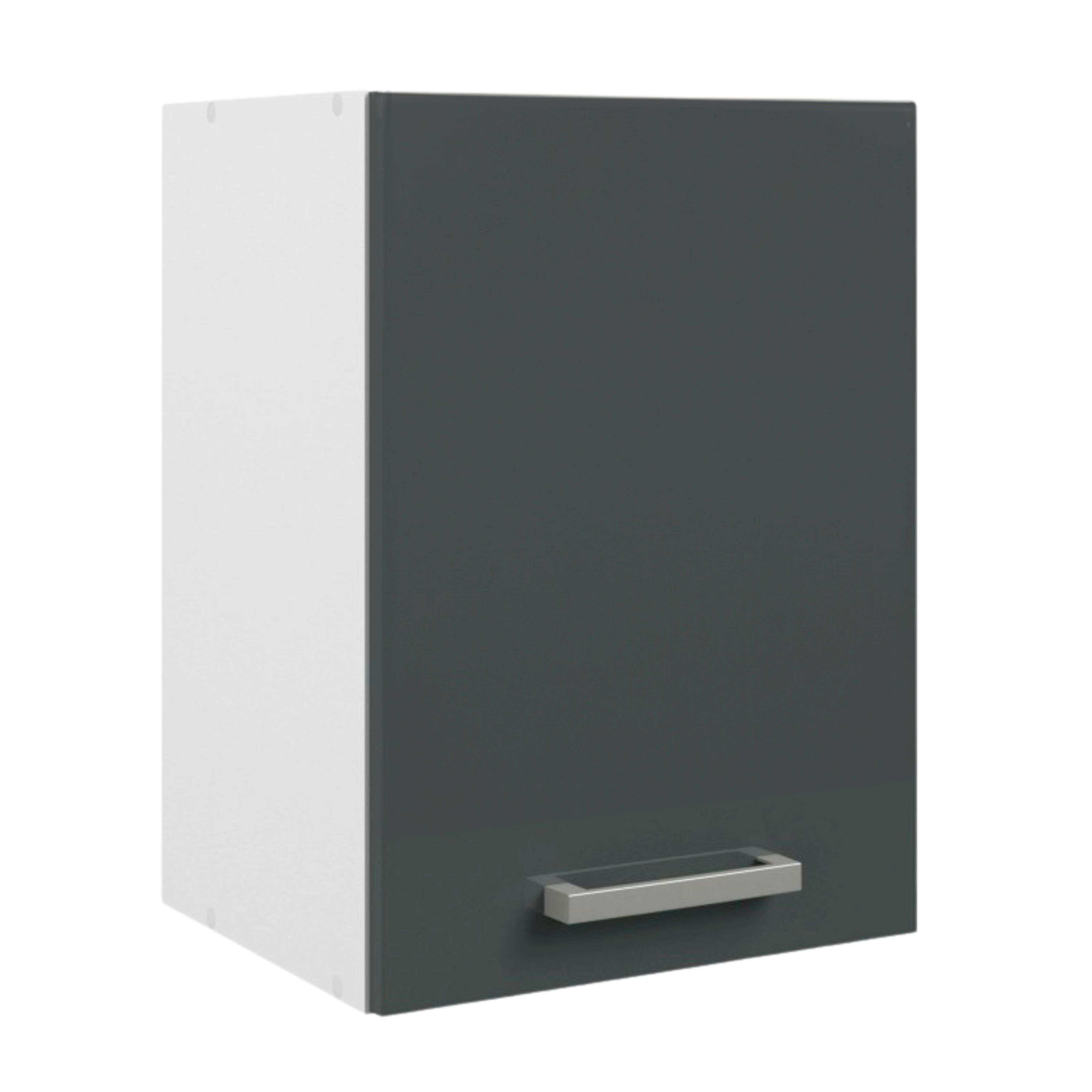 Miroytengo Armario Colgante de Cocina de Pared, Armario Alto con 1 Puerta Vetro Gris brillante y Blanco 60x55x33 cm