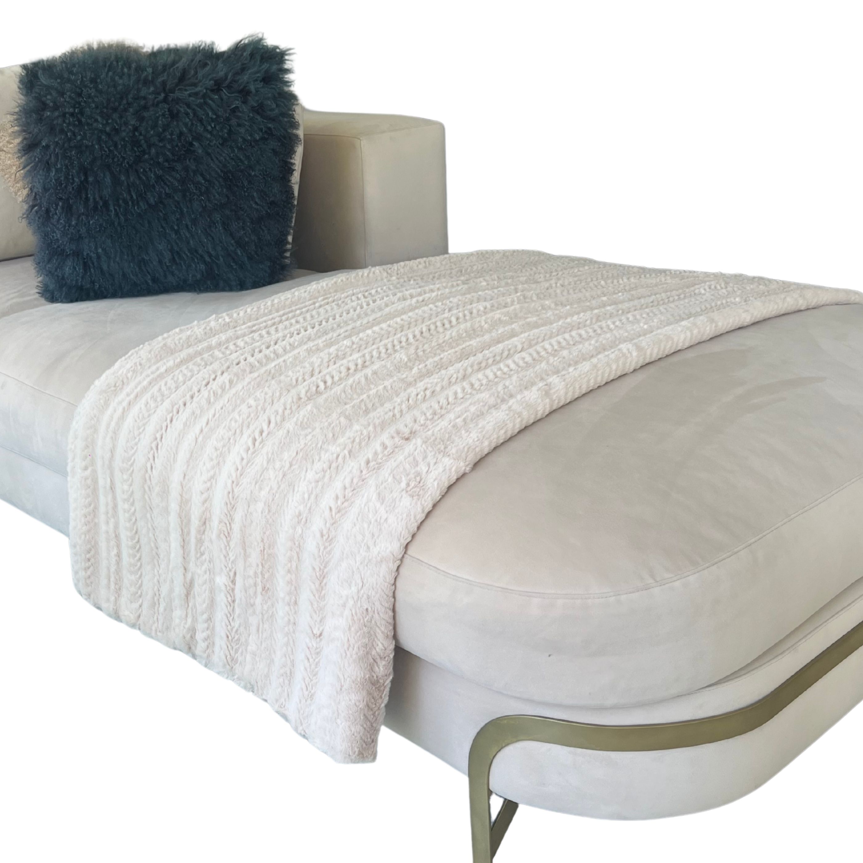Manta Plaid Pelo Corto Beige Espiga Alo Home Reversible Muy Calida y Decorativa Manta de Invierno para Cama o Sofá 130x170 cm