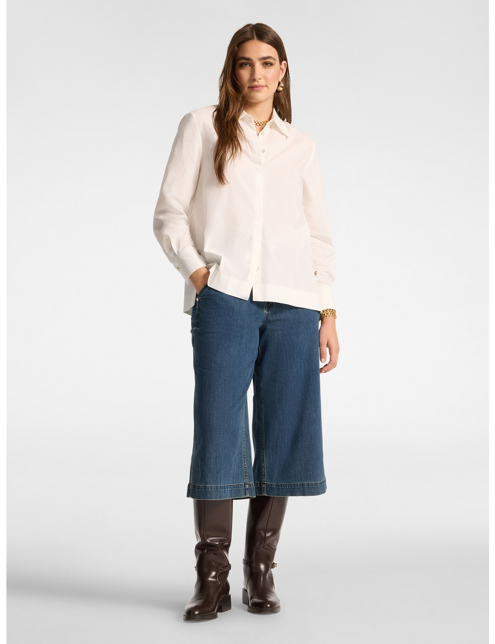 Elena Mirò - Jeans cropped wide leg en denim