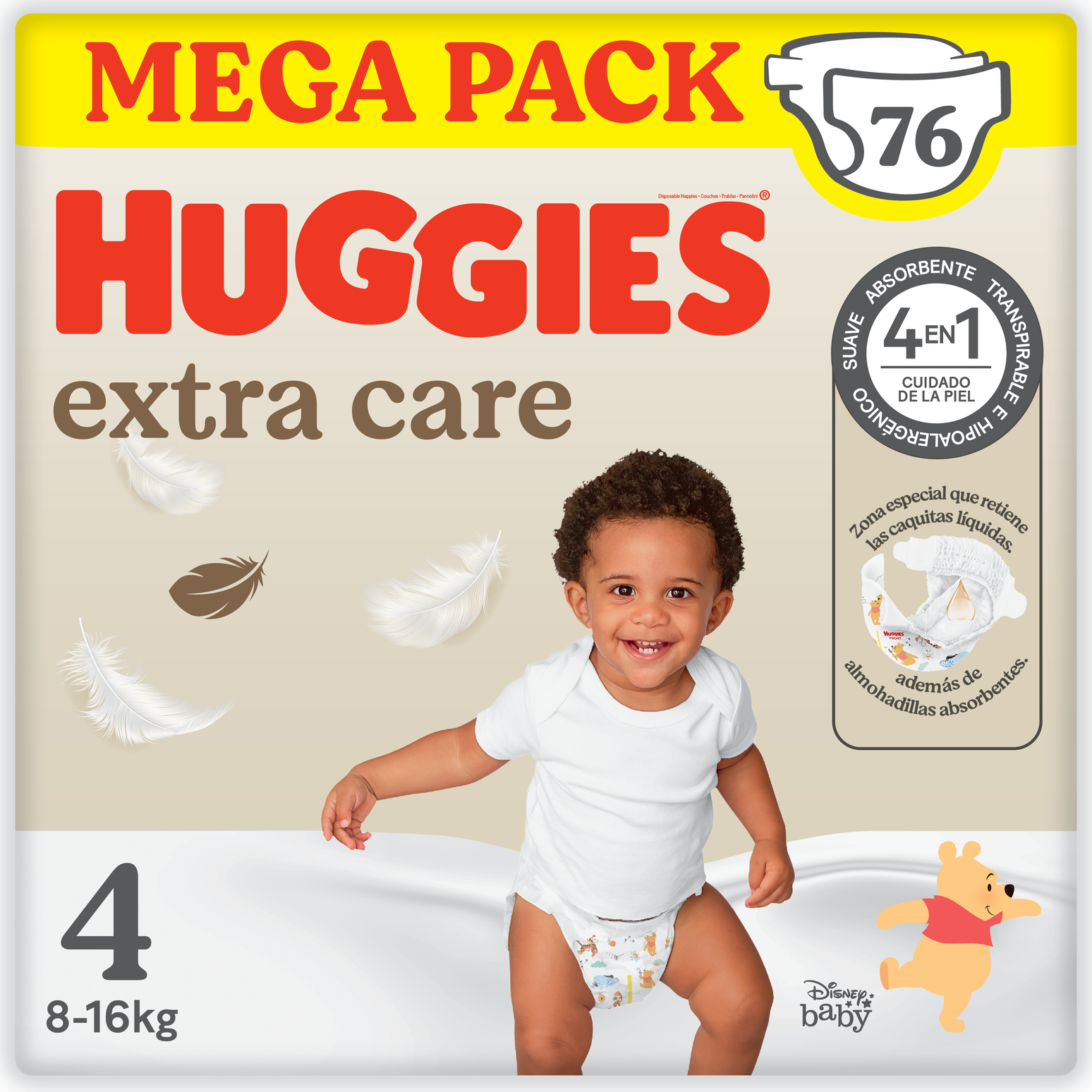 Huggies Extra Care Pañales Bebé MEGA Pack, Tallas 1,2,3,4,5