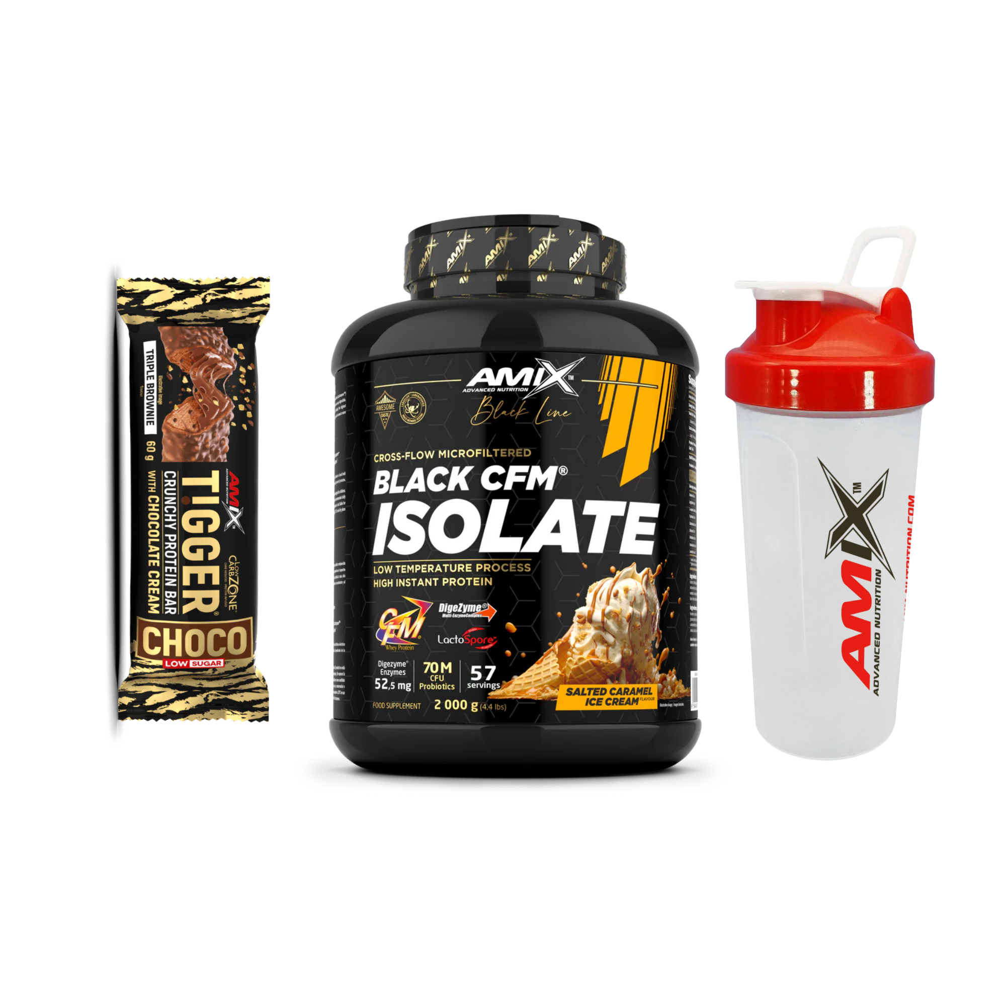 Proteina Aislada CFM Black ISO AMIX 2Kg Varios Sabores + Barrita y Shaker de regalo