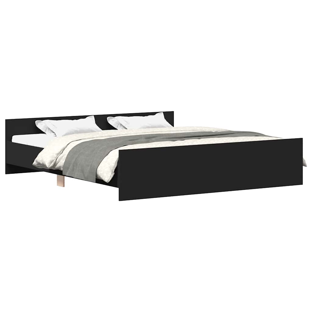 vidaXL Estructura de cama con cabecero piecero negro 200x200cm