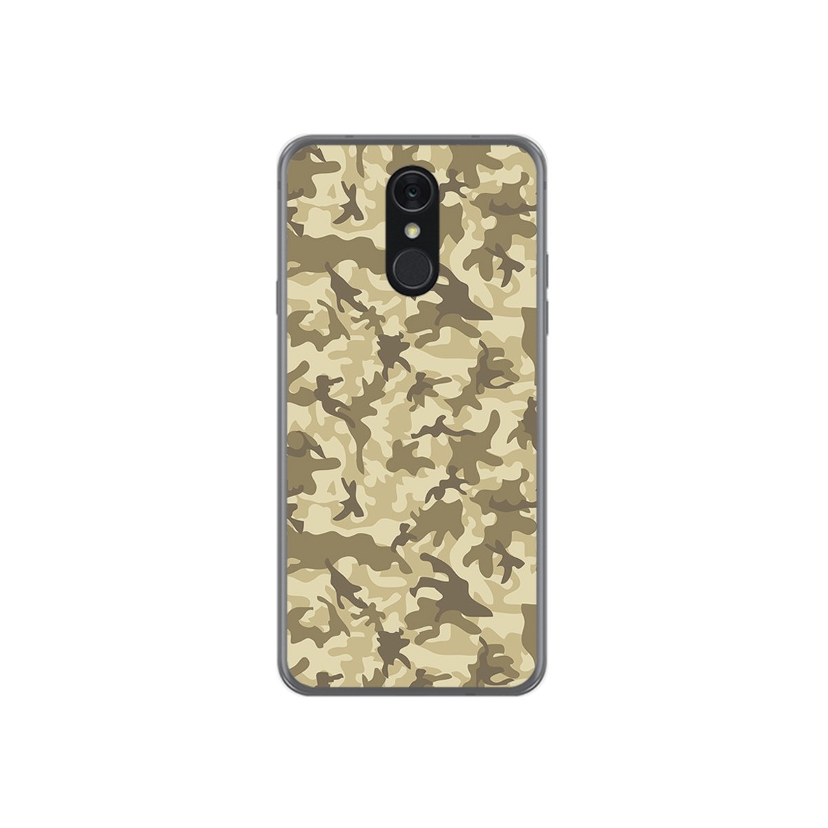 Tumundosmartphone Funda Gel Tpu para Lg Q7 Diseño Sand Camuflaje Dibujos