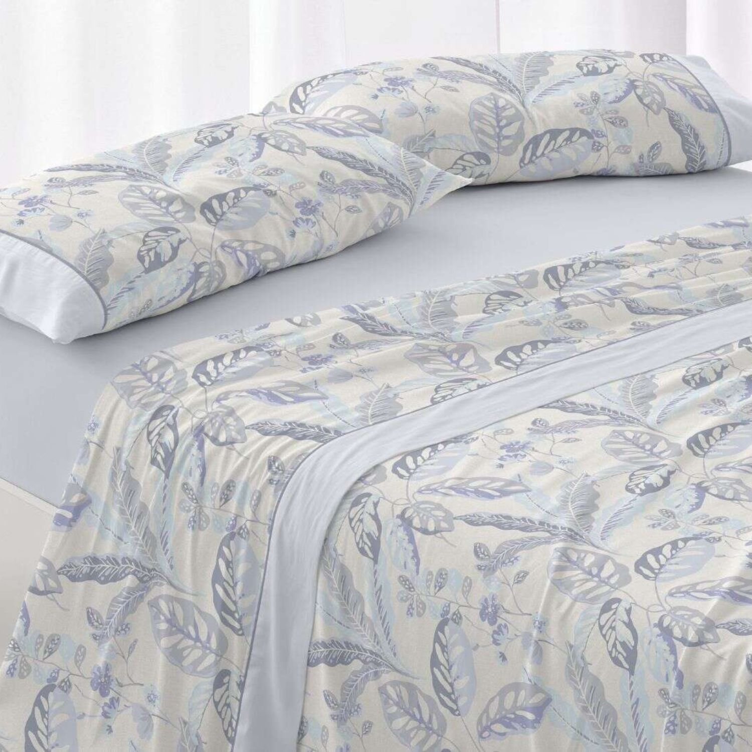 Juego Sábanas BURRITO BLANCO 50% Algodón Diseño Tropical Lavanda - Tacto Suave, Fácil Planchado, Alta Durabilidad - Cama 90-200cm