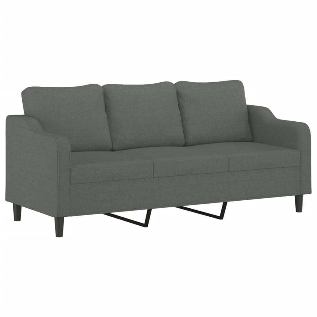 vidaXL Sofá de 3 plazas de tela gris oscuro 180 cm