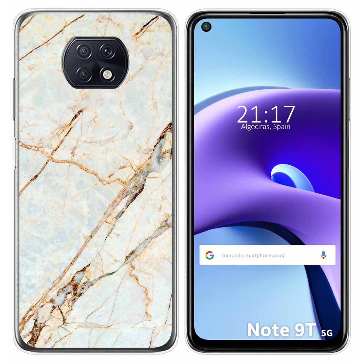 Tumundosmartphone Funda Gel Tpu para Xiaomi Redmi Note 9T 5G diseño Mármol 13 Dibujos