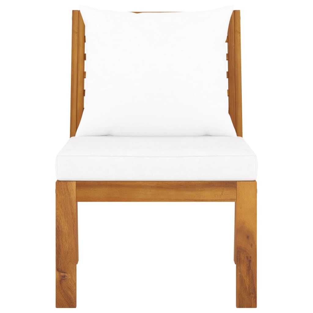 Vidaxl Sofá Seccional Central con Cojín Madera Maciza Acacia Crema