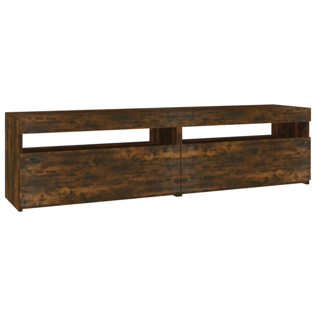vidaXL Mueble de TV con luces LED 2 uds roble ahumado 75x35x40 cm