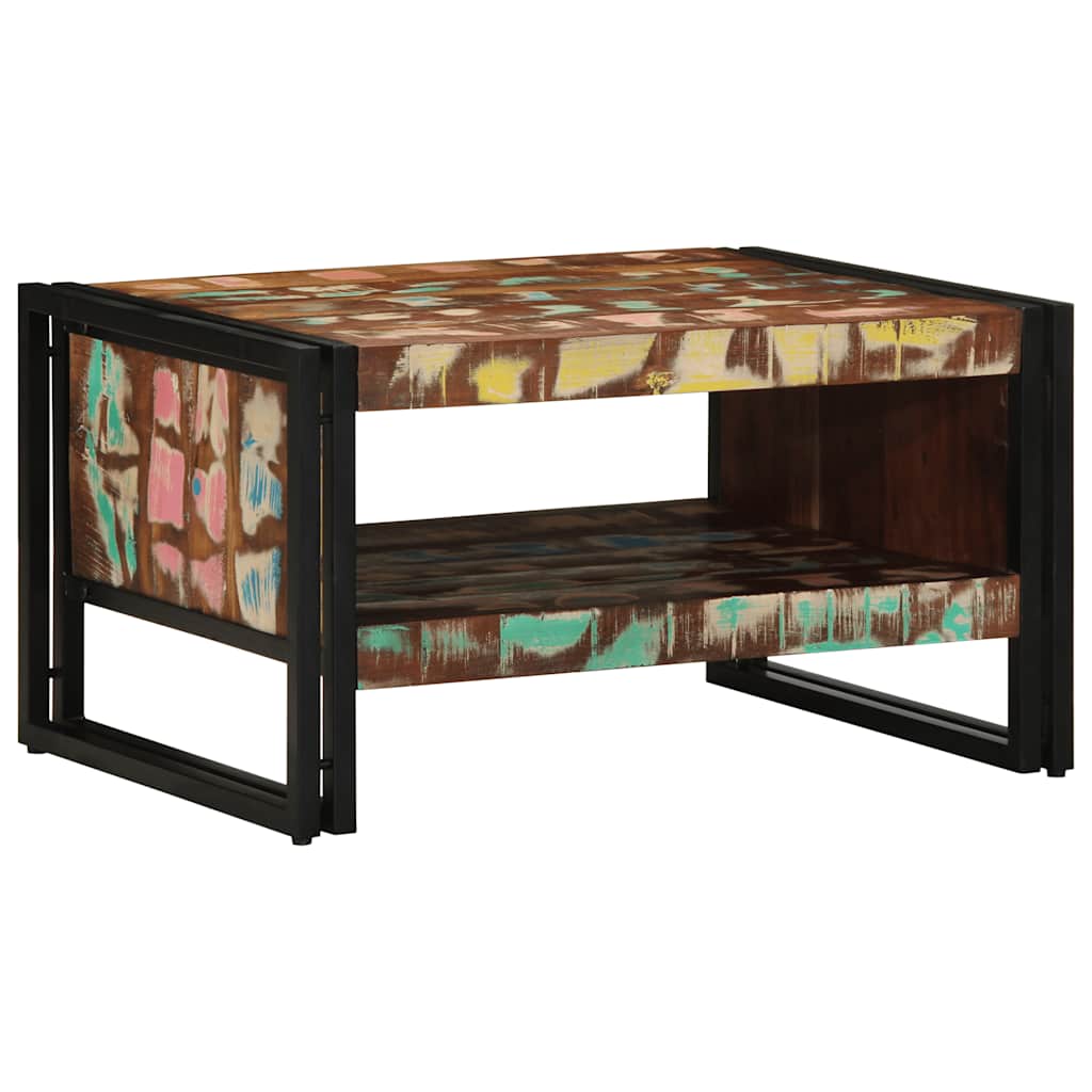 vidaXL Mesa de centro multicolor 70x50x38 cm madera maciza reciclada