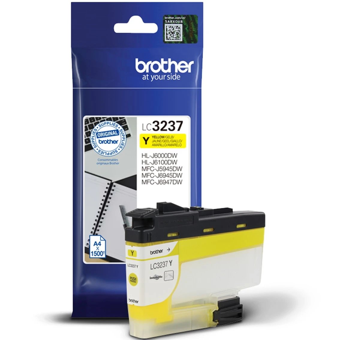 Brother - Cartucho de tinta LC3237Y amarillo para impresoras Brother, rendimiento hasta 1500 páginas, colores vibrantes y fácil instalación