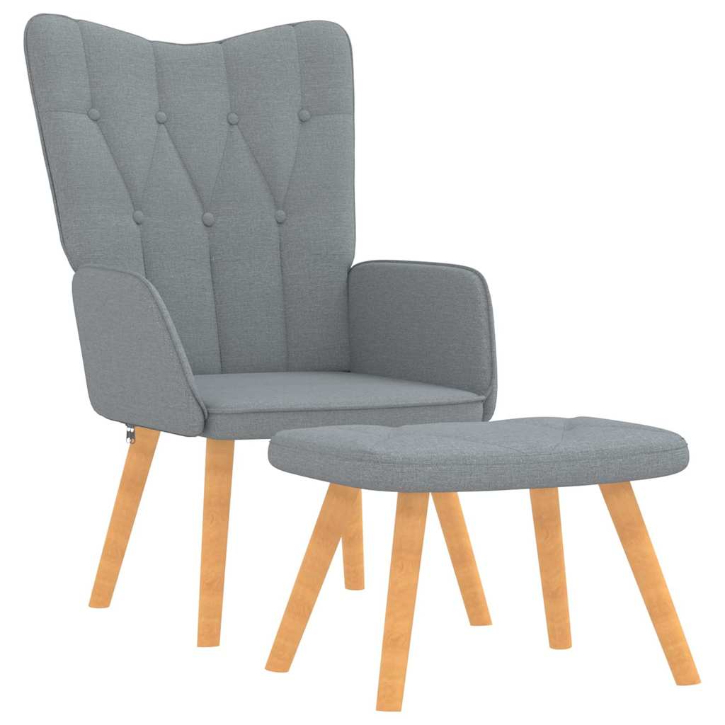 vidaXL Sillón relax con taburete tela gris claro