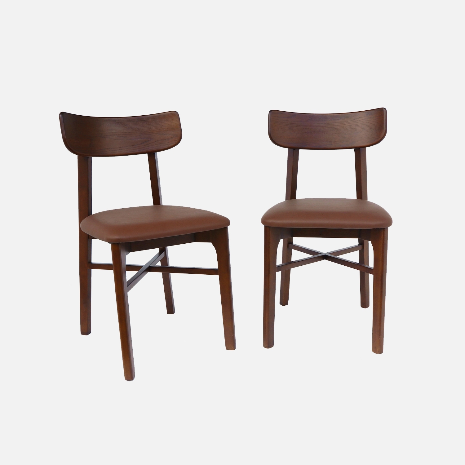sweeek - Sillas de madera de hevea y polipiel, set de 2 , Thea , 46x48x82
