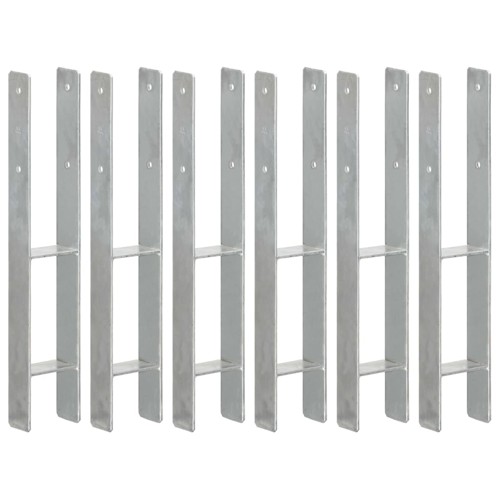 vidaXL Anclajes de Valla (6 unidades) Acero Galvanizado Plateado Estaca Cerca Dimensiones 7 x 6 x 60 cm,  8 x 6 x 60 cm,  10 x 6 x 60 cm y mas