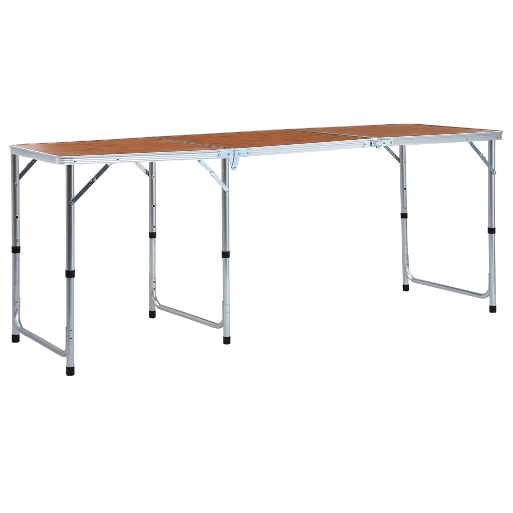 vidaXL Mesa de Camping Plegable Aluminio 180x60 cm Senderismo Terraza Jardín Color Marrón,  Gris, y mas