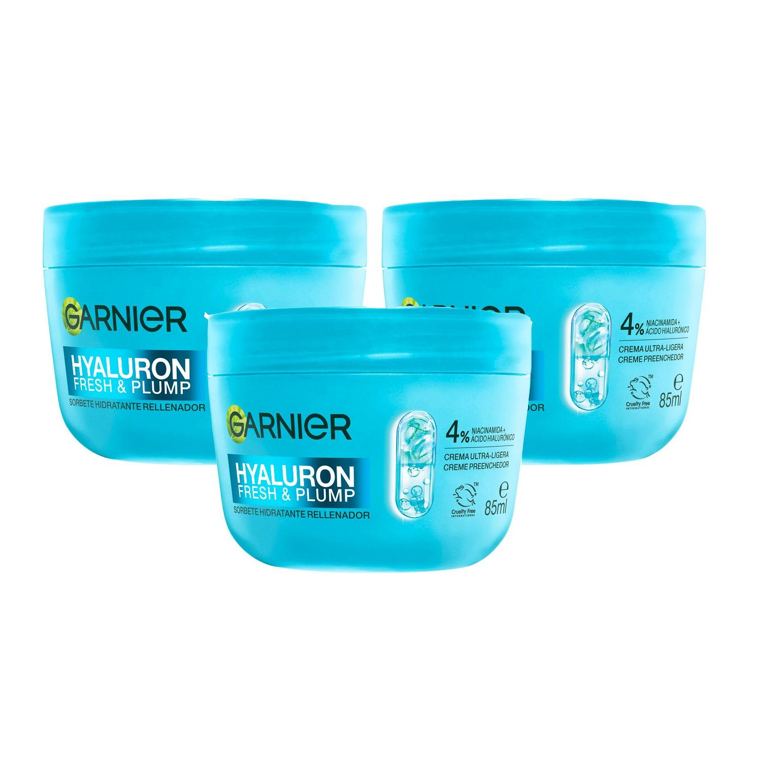 Garnier | Hyaluron Fresh & Plump Sorbete Hidratante Rellenador  3x85ml