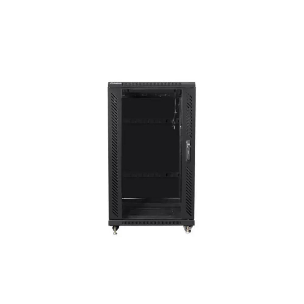 Gabinete rack independiente Lanberg FF01-6622-12B 22U 800kg negro puertas cristal/acero ventilación profesional