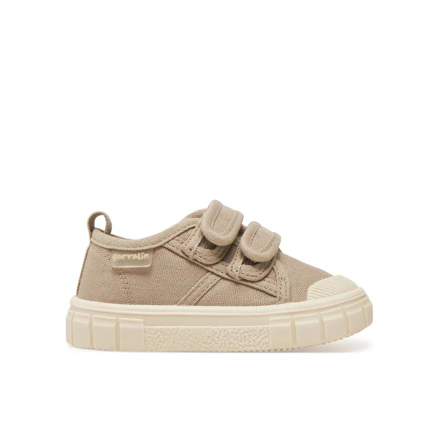 Garvalín 252381 – Calzado infantil de lona barefoot con 2 ajustes adhesivos (C663 CRUDO / E032 ROSA)