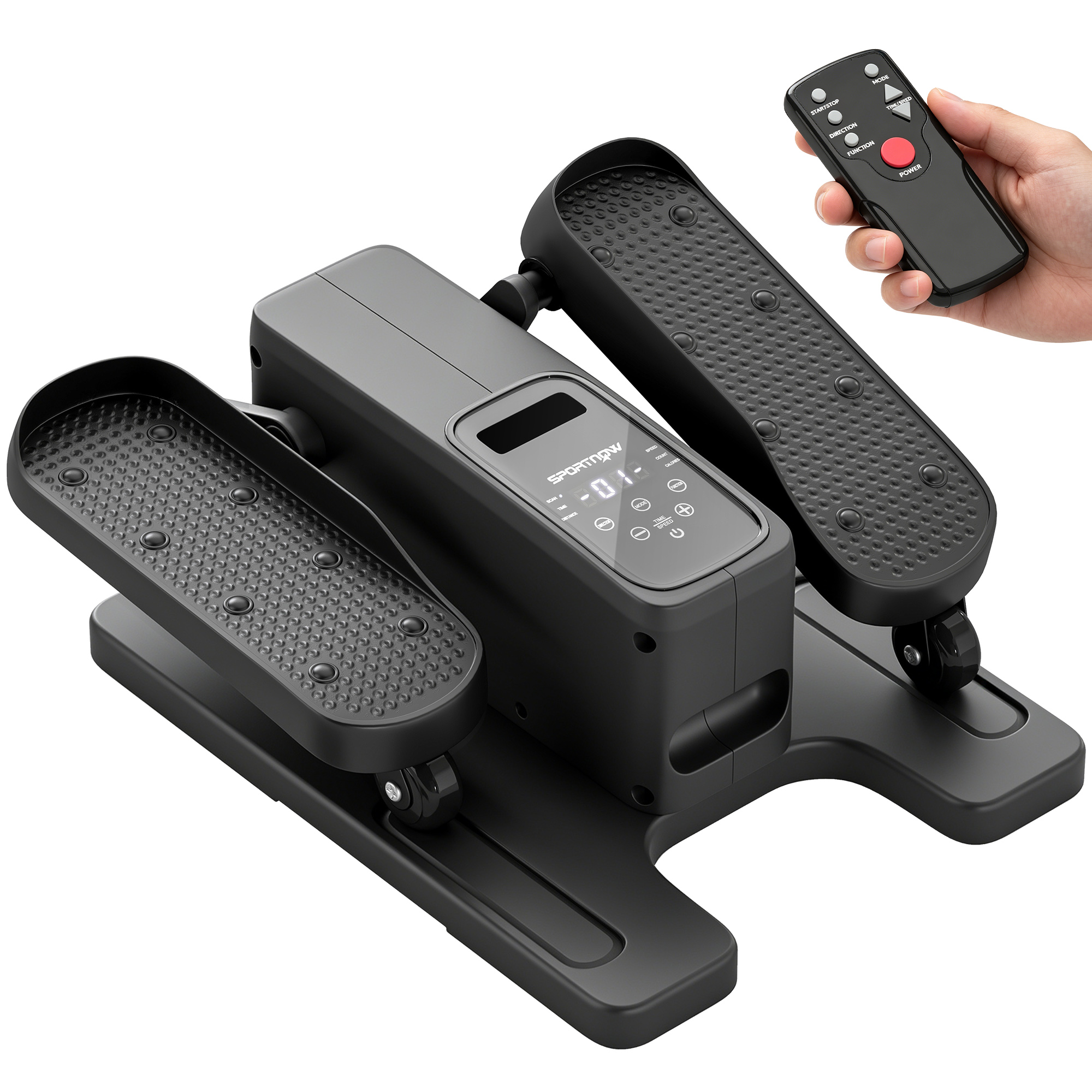 SPORTNOW Mini Elíptica Eléctrica para Personas Mayores con 12 Velocidades, 12 Programas Automáticos, Control Remoto, Pedaleador Eléctrico Silencioso Portátil con Pantalla LED y Pedales Antideslizantes