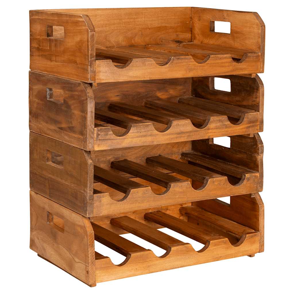 vidaXL Botelleros para 16 botellas 4 piezas madera maciza de caoba