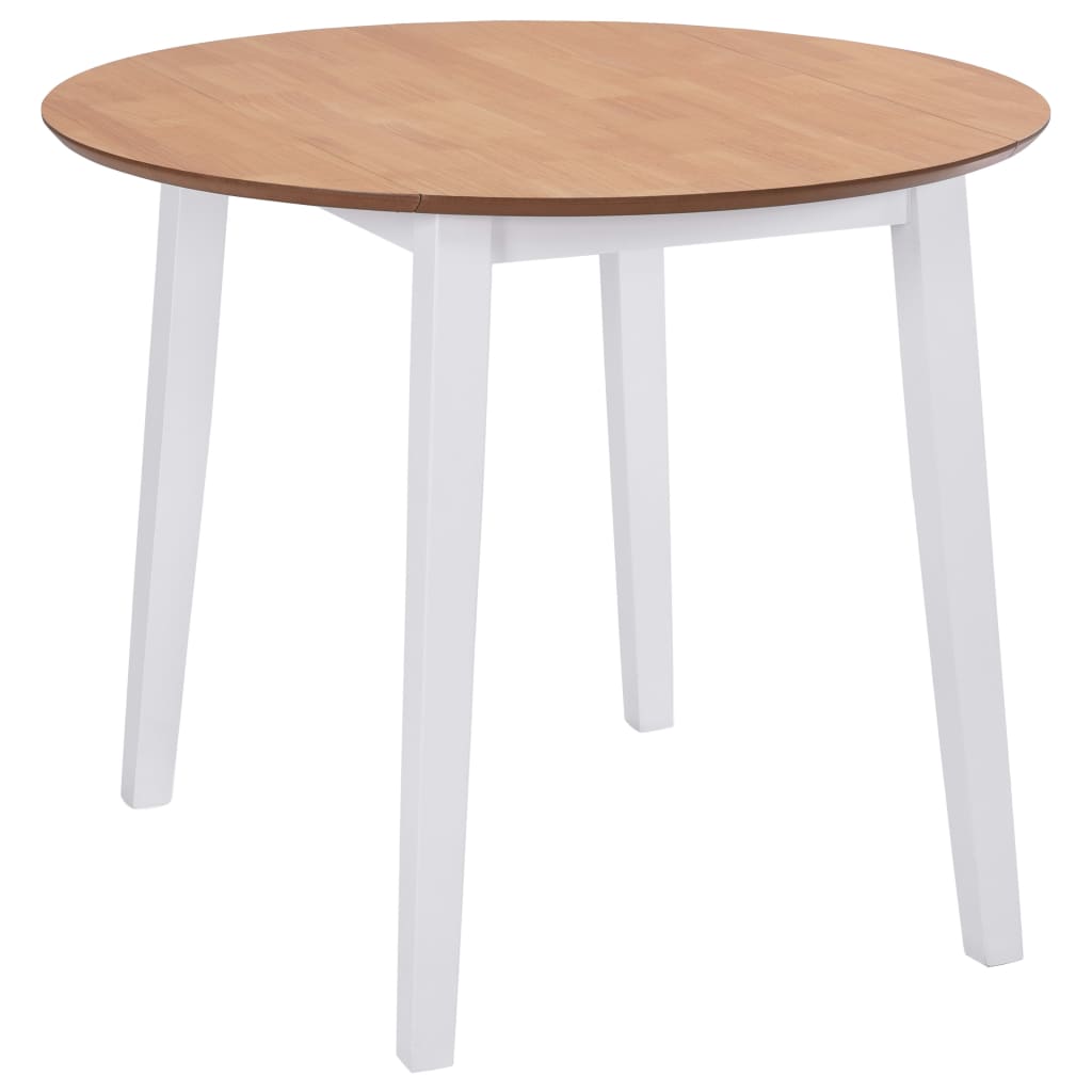 vidaXL Mesa de hojas abatibles redonda MDF blanca en color Blanco/Marrón | estructura resistente ideal para salón dormitorio o estudio