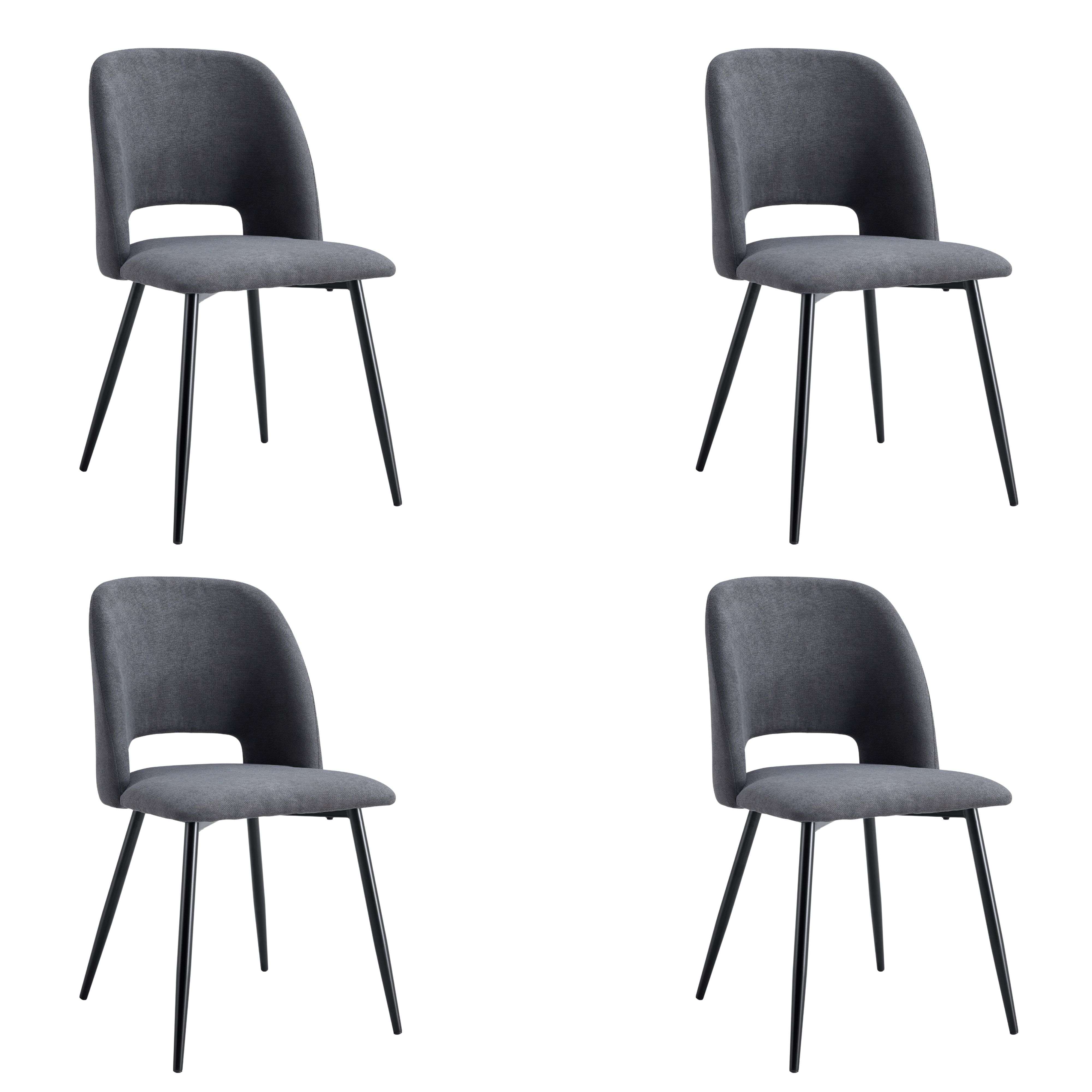 Miroytengo Pack de 4 Sillas de Comedor Mos Tapizadas Respaldo Redondeado en Color Gris 58x86x50 cm