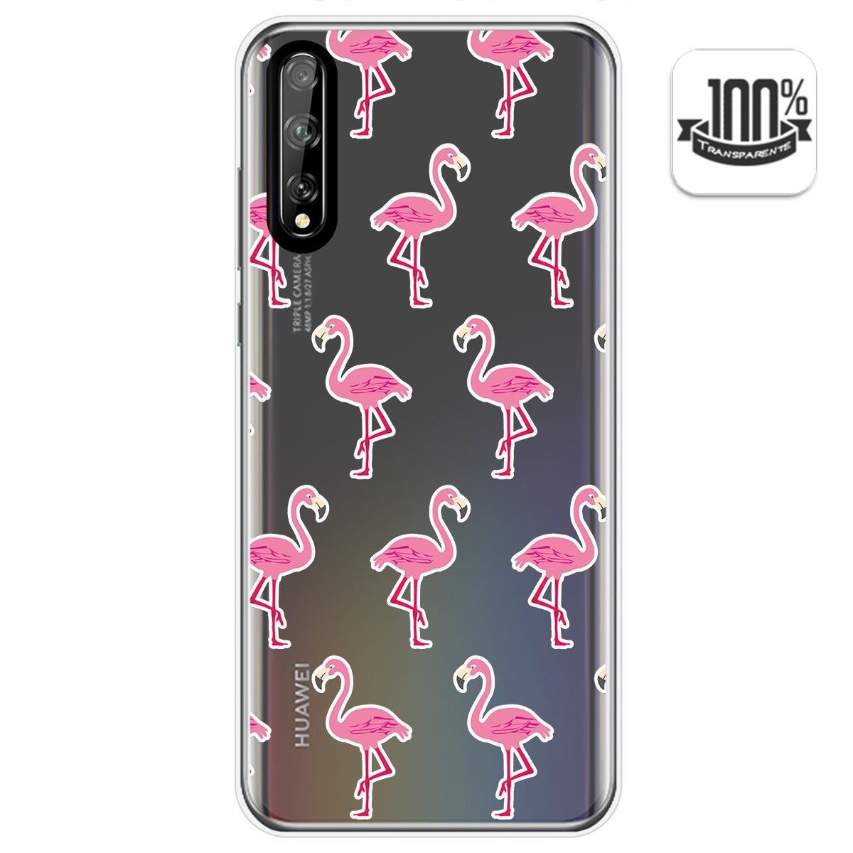 Tumundosmartphone Funda Gel Transparente para Huawei P Smart S / Y8p diseño Flamenco Dibujos