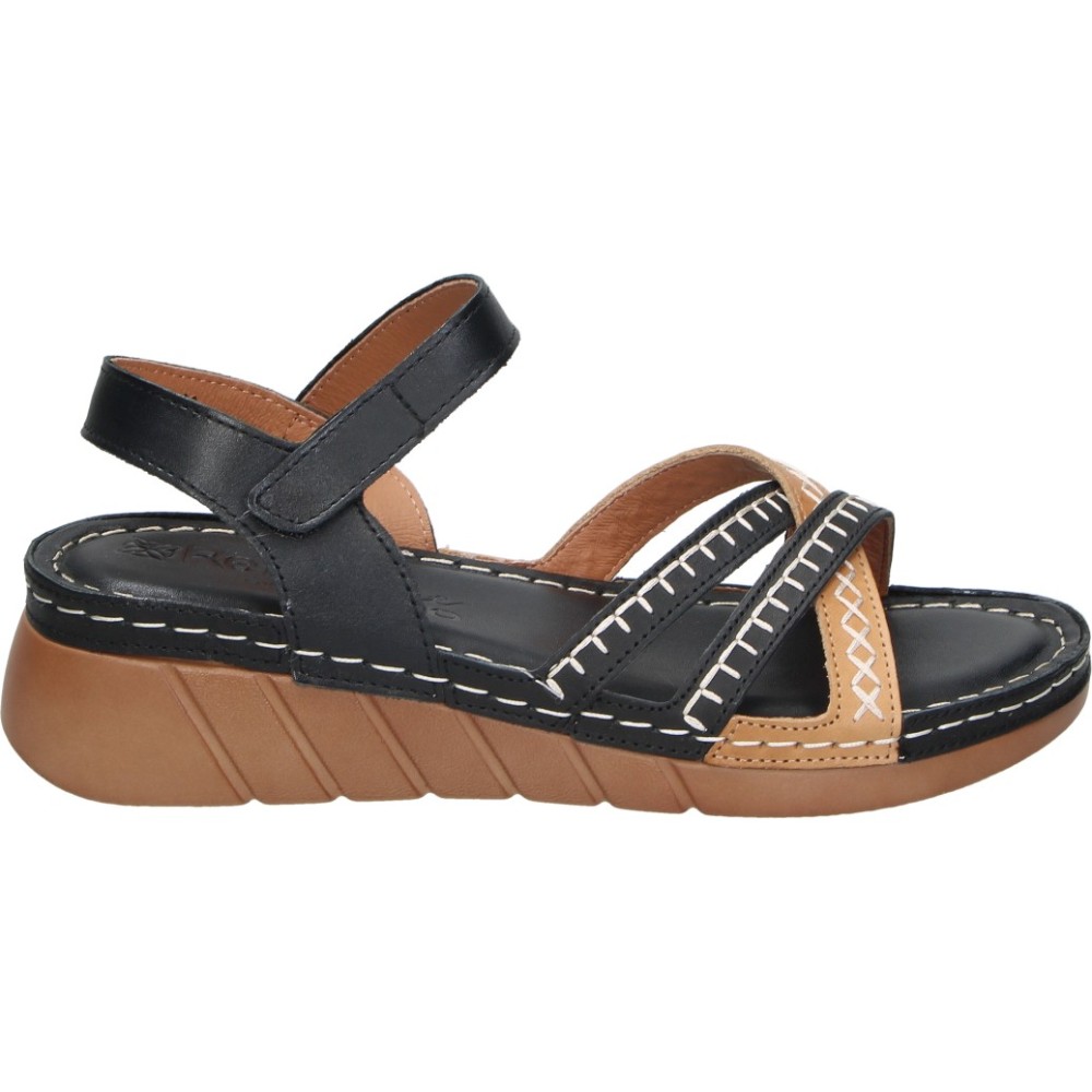 CHK10 | Sandalias de Cuña CHIKA10 Relax 04 para Mujer – Sandalia Casual Negra con Detalles – Sandalia de Verano con Velcro – Cuña Media y Cómoda – Versátiles y Combinables