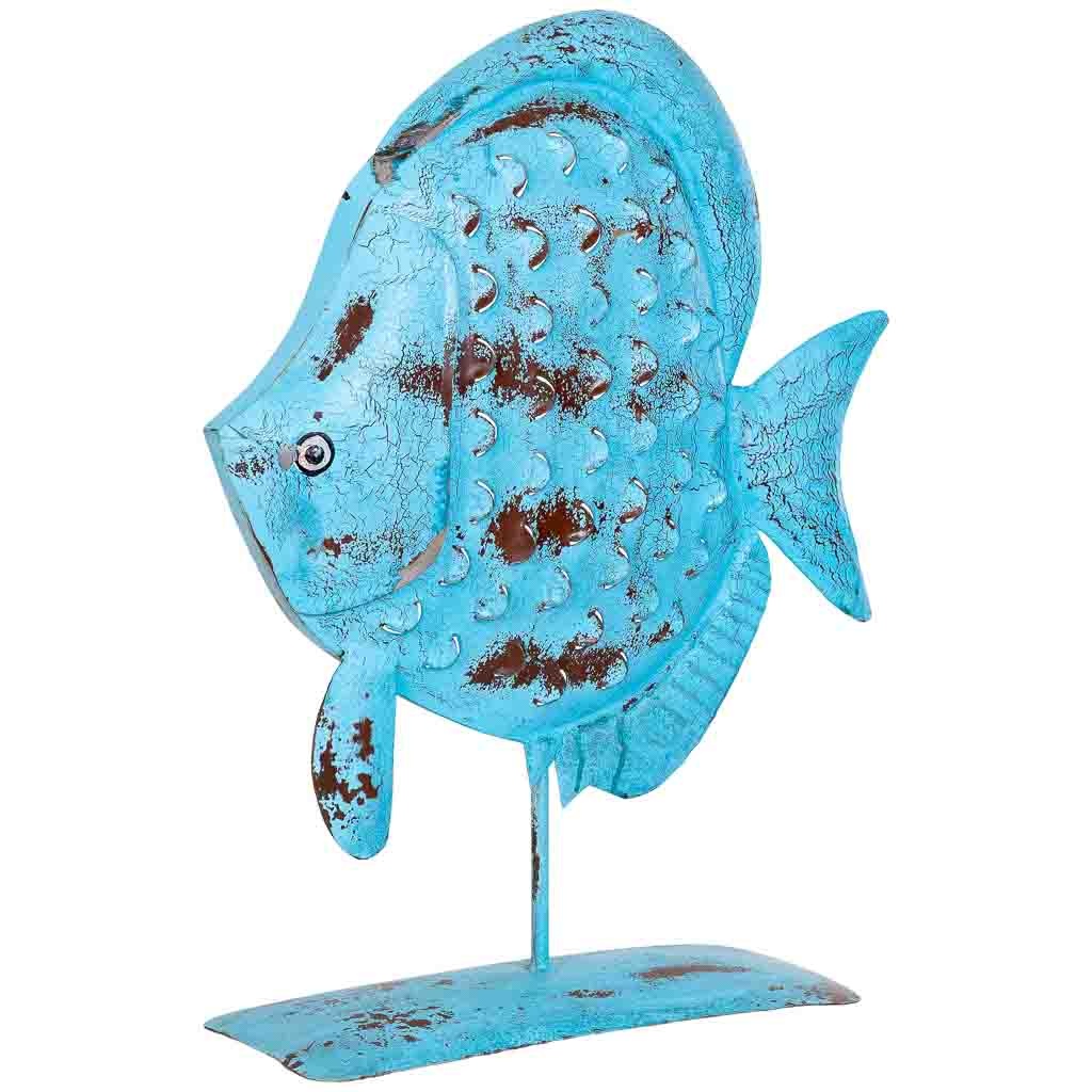 Wonderlust Deco - Figura pez de metal azul, 45x15x57h cm Azul 45x15x57h cm